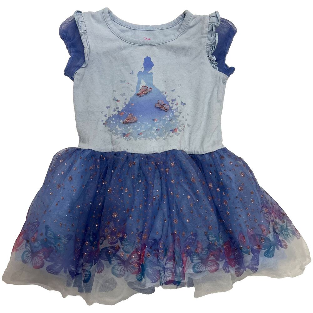 Disney Princess Cinderella Blue Tulle Dress Toddler Girls Size 3T Sparkle Tutu
